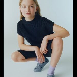 Zara Heathered Blue Long Knit Vest